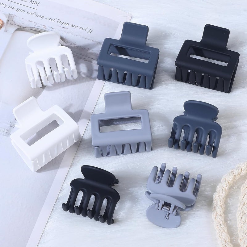 USDNICE Medium Hair Clips Combination 2 Styles Small Claw Clips for Thin Hair 8 Pcs Matte Non-slip Rectangle Jaw Clips Square Hair Accessories for Women and Girls (Grey) - Image 5